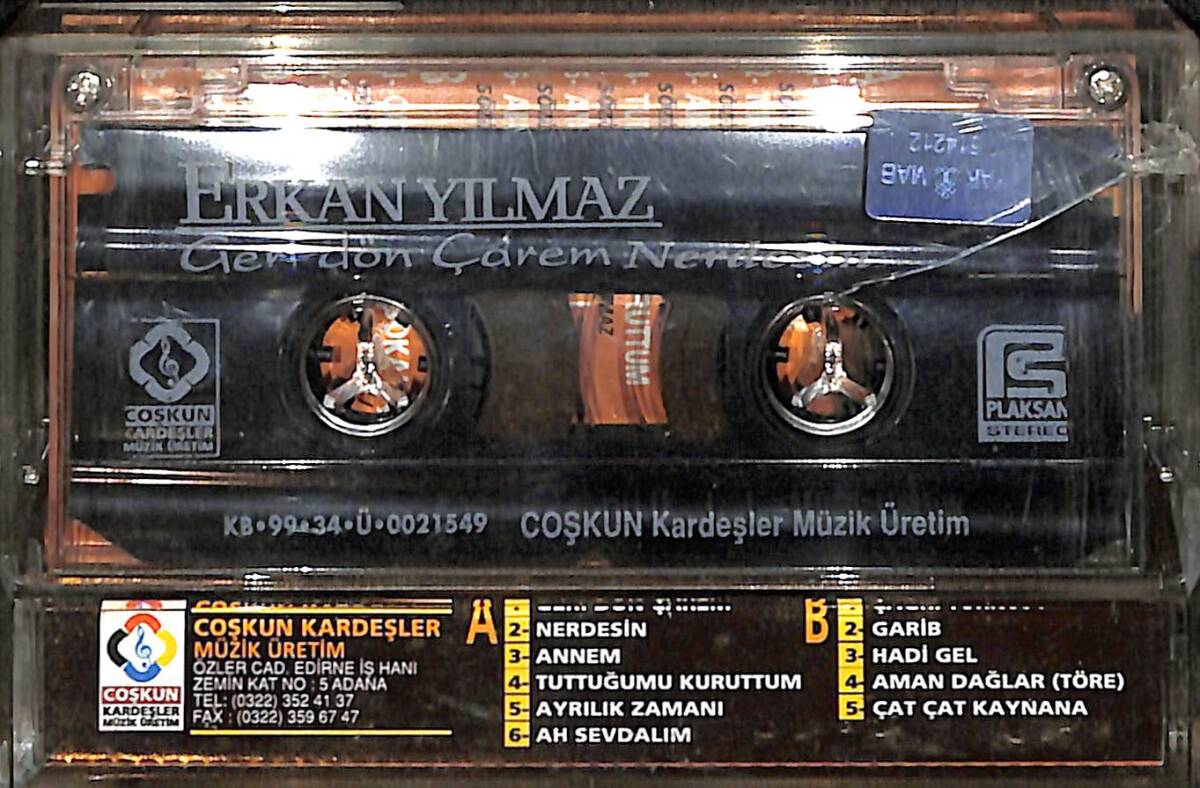 Erkan Yılmaz - Geri Dön Çarem / Nerdesin Kaset (İkinci El) KST28422 - 2