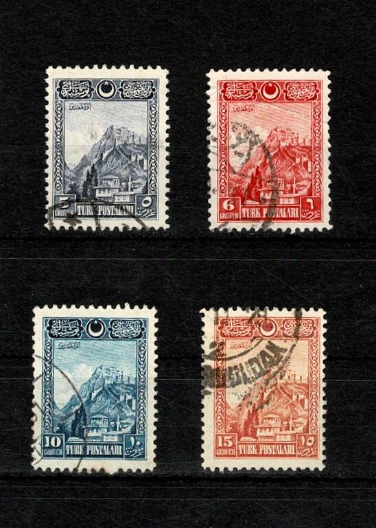 Erken Cumhuriyet Dönemi 1926 Osmanlıca Yazılı Ankara Kalesi Seri Pulları - MNH PPT2598 - 1