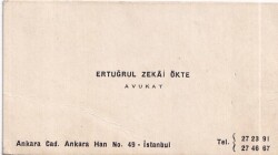 Ertuğrul Zekai Ökte Avukat İstanbul (Kartvizit) - Gökçekoleksiyon