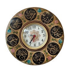 Erzincan İşi El İşçiliği İslami Hat Yazılı Eski Bakır Duvar Saati ÇRZ2 - 3