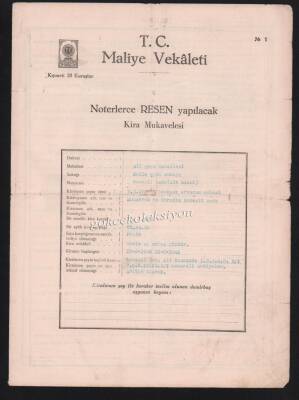 Erzurum 1949 Yılı Maliye Bakanlığı Kira Kontratosu HSS251 - 1