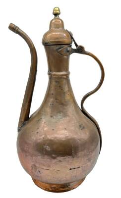 Eski El Dövme Bakır İbrik – 42 cm | Klasik Osmanlı Form, Parlak Yüzeyli Antika AOB2852 - 2