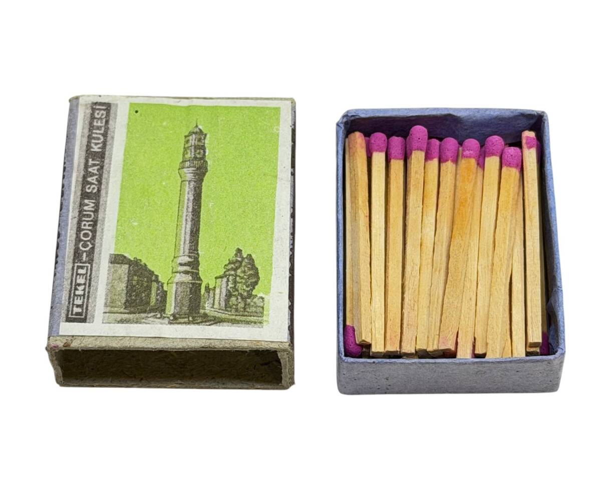Eski Bakkal - Tekel - Çorum Saat Kulesi Dolu Paket Kibrit AOB5295 - 2