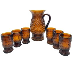 Eski Cam Sürahi ve Bardak Takımı AOB2695 - Gökçekoleksiyon