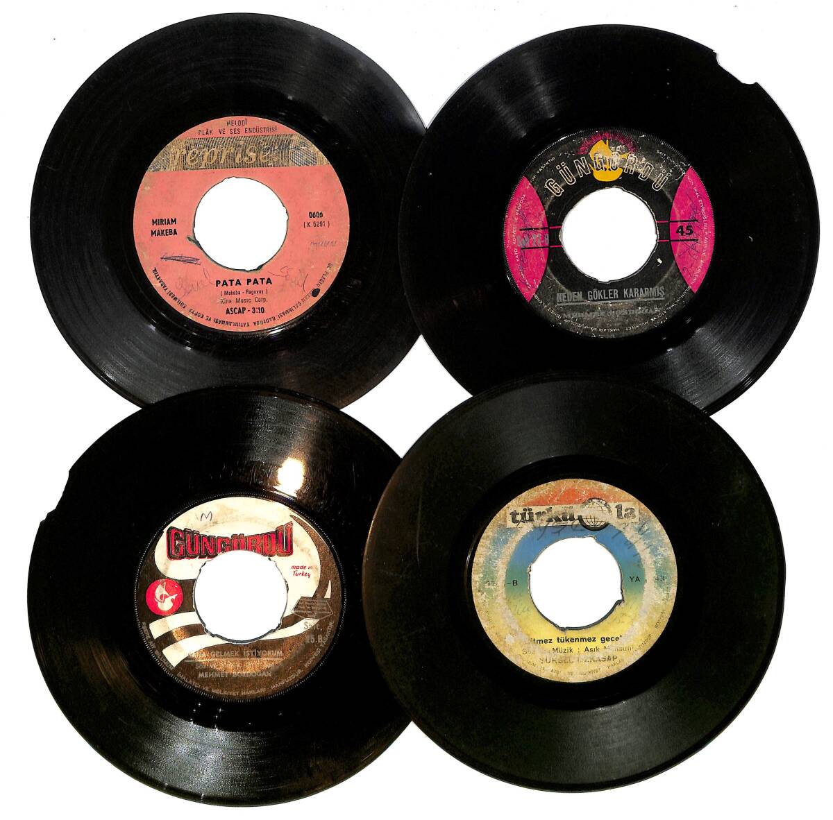 Eski Dönem Plak Lotu, Dekorluk Plak (Düşük Kondisyon - 4 Adet) PLK26587 - 1