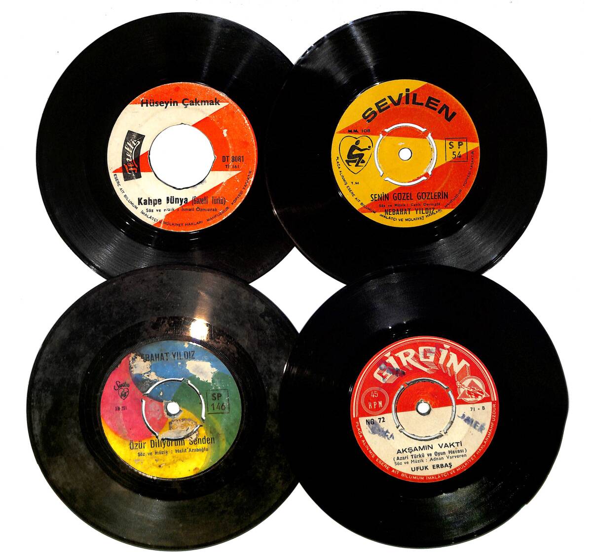 Eski Dönem Plak Lotu, Dekorluk Plak (Düşük Kondisyon - 4 Adet) PLK26590 - 1