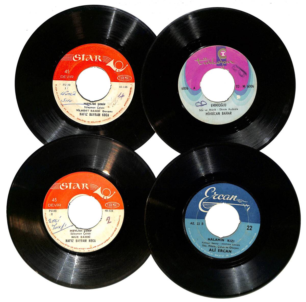 Eski Dönem Plak Lotu, Dekorluk Plak (Düşük Kondisyon - 4 Adet) PLK26595 - 1