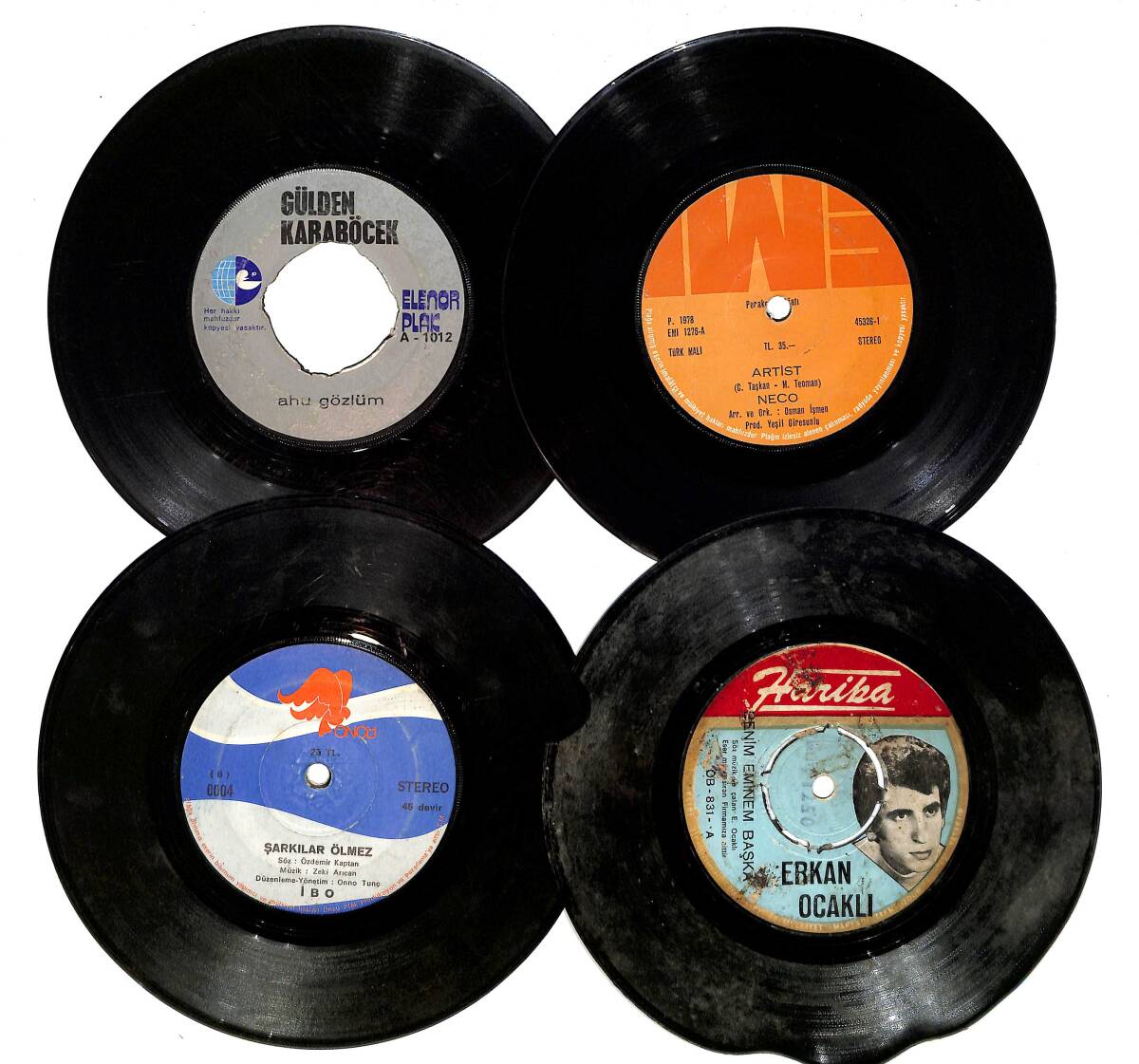 Eski Dönem Plak Lotu, Dekorluk Plak (Düşük Kondisyon - 4 Adet) PLK26604 - 1