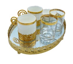 Eski Pirinç Tepsi ve Bardak Takımı AOB1946 - 2