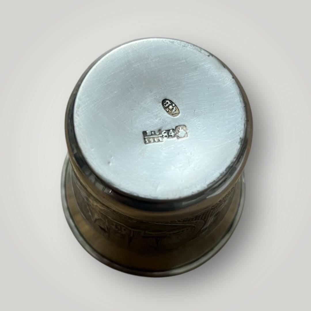 Eski Rus 84 Damgalı Savat (Niello) İşçilikli Gümüş Kupa AOB6068 - 2