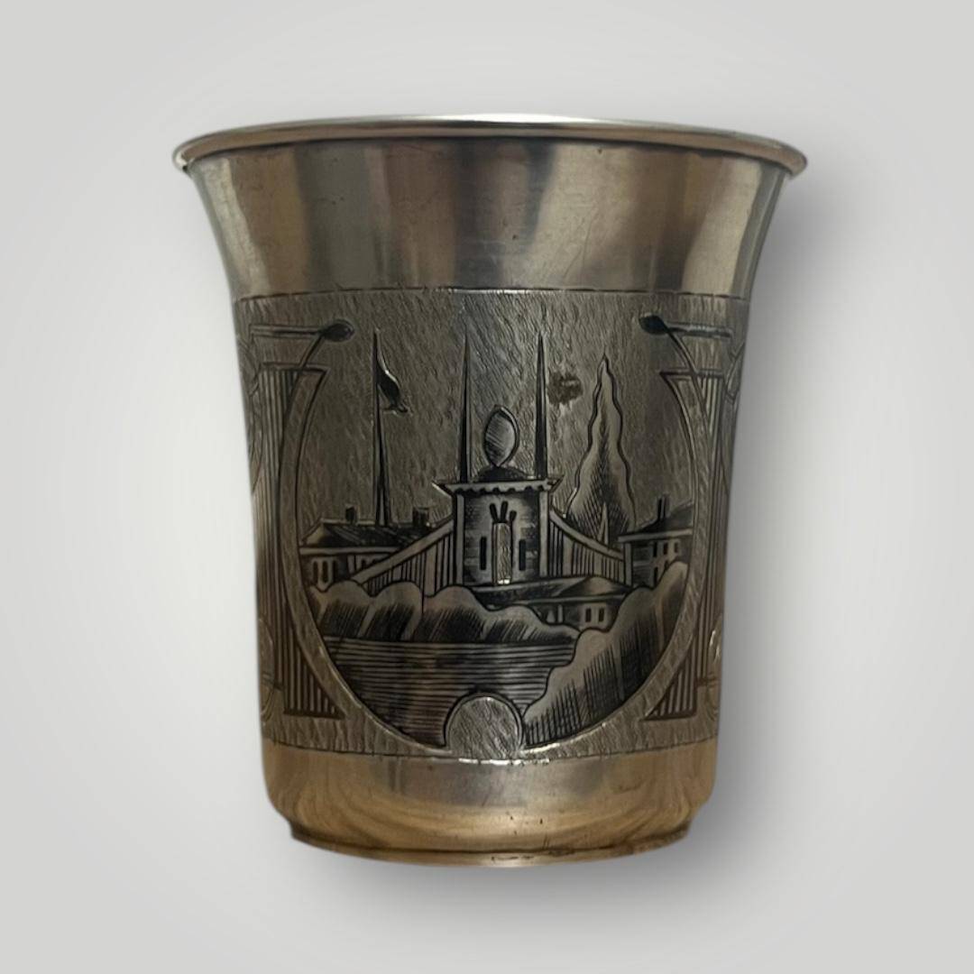 Eski Rus 84 Damgalı Savat (Niello) İşçilikli Gümüş Kupa AOB6068 - 3