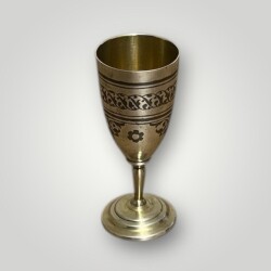 Eski Rus 875 Damgalı Savat (Niello) İşçilikli Gümüş Kadeh AOB6069 - 5