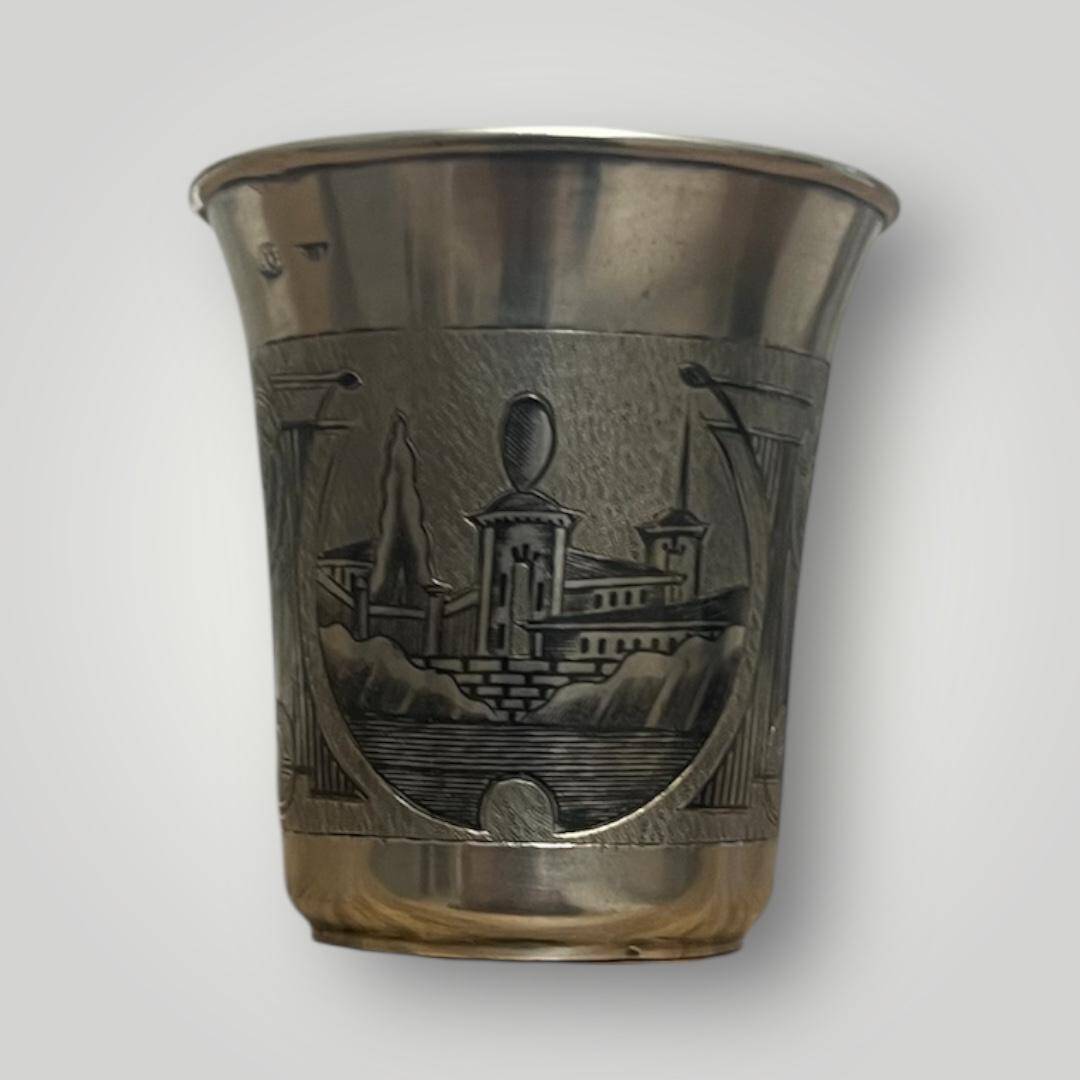 Eski Rus Gümüş Savatlı 84 Damgalı Kupa AOB6068 - 5