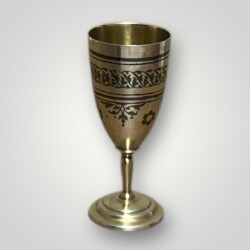 Eski Rus Gümüş Savatlı 875 Damgalı Kadeh AOB6069 - 3