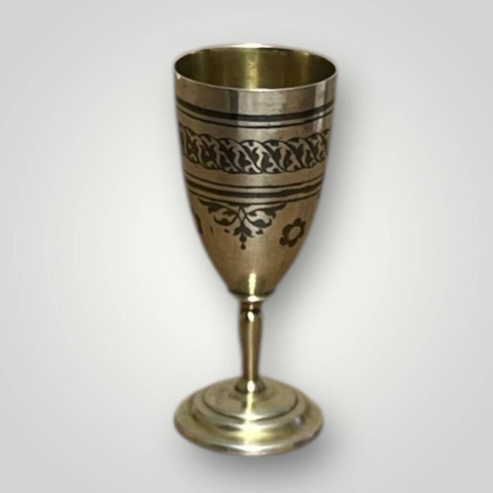 Eski Rus Gümüş Savatlı 875 Damgalı Kadeh AOB6069 - 3