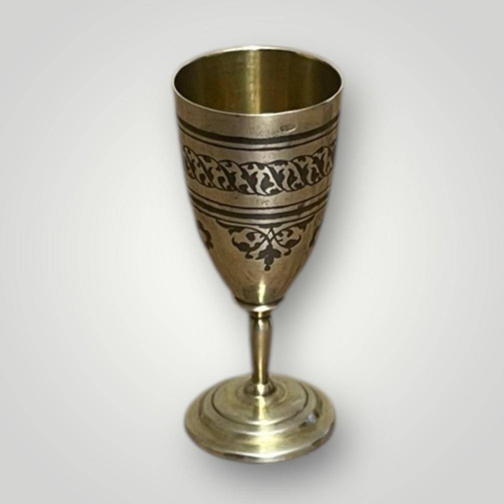 Eski Rus Gümüş Savatlı 875 Damgalı Kadeh AOB6069 - 2