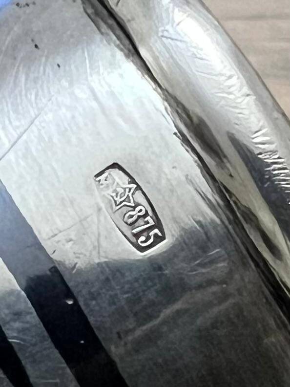 Eski Rus Gümüş Savatlı 875 Damgalı Kadeh AOB6070 - 5