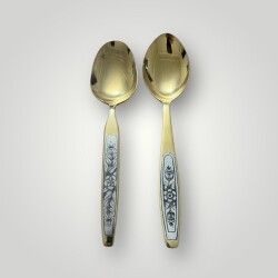 Eski Rus 84 Damgalı Savat (Niello) İşçilikli Gümüş Kaşık Seti (2 Adet) AOB6067 - 4