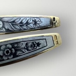 Eski Rus 84 Damgalı Savat (Niello) İşçilikli Gümüş Kaşık Seti (2 Adet) AOB6067 - 3