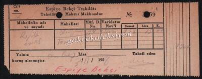 Espiye Bekçi Teşkilatı 1958 Yılı Makbuz EFM497 - 1