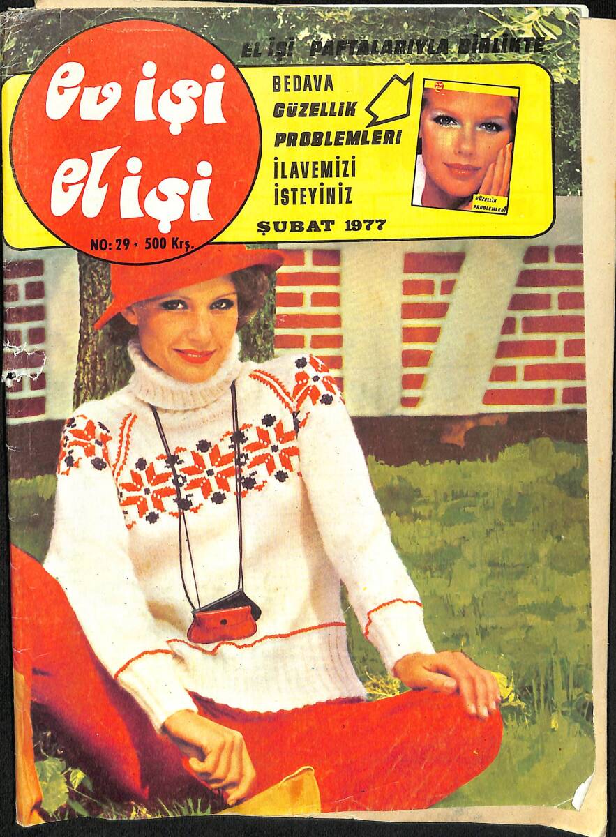 Ev İşi El İşi Dergisi 10 Şubat 1977 No : 29 - Süveter Her Mevsim İdealdir - Kadife Mücavher Kutusu NDR91430 - 1