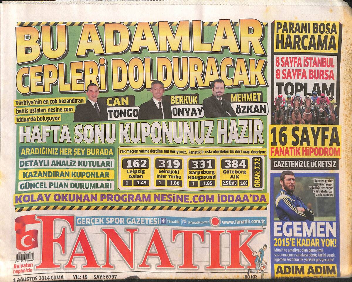 Fanatik Gazetesi 1 Ağustos 2014 - Futbol'a Kadın Ayağı Değdi - Beşiktaş 5 Yıldızdan Birini Alacak! GZ137205 - 1
