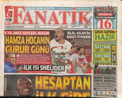 Fanatik Gazetesi 1 Aralık 2014 - Hamza Hocanın Gurur Günü - Kara Kartal Zirve Aşkına GZ125800 - 1