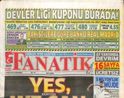 Fanatik Gazetesi 1 Ekim 2014 - Mehmet Okur Tarihe Geçti - Diegoya Tam Destek GZ109768 - 1
