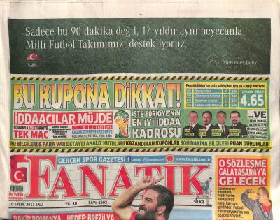 Fanatik Gazetesi 10 Eylül 2013 - Galatasaray Yönetimi O Sözleşme Galatasaraya Gelecek GZ100808 - 1