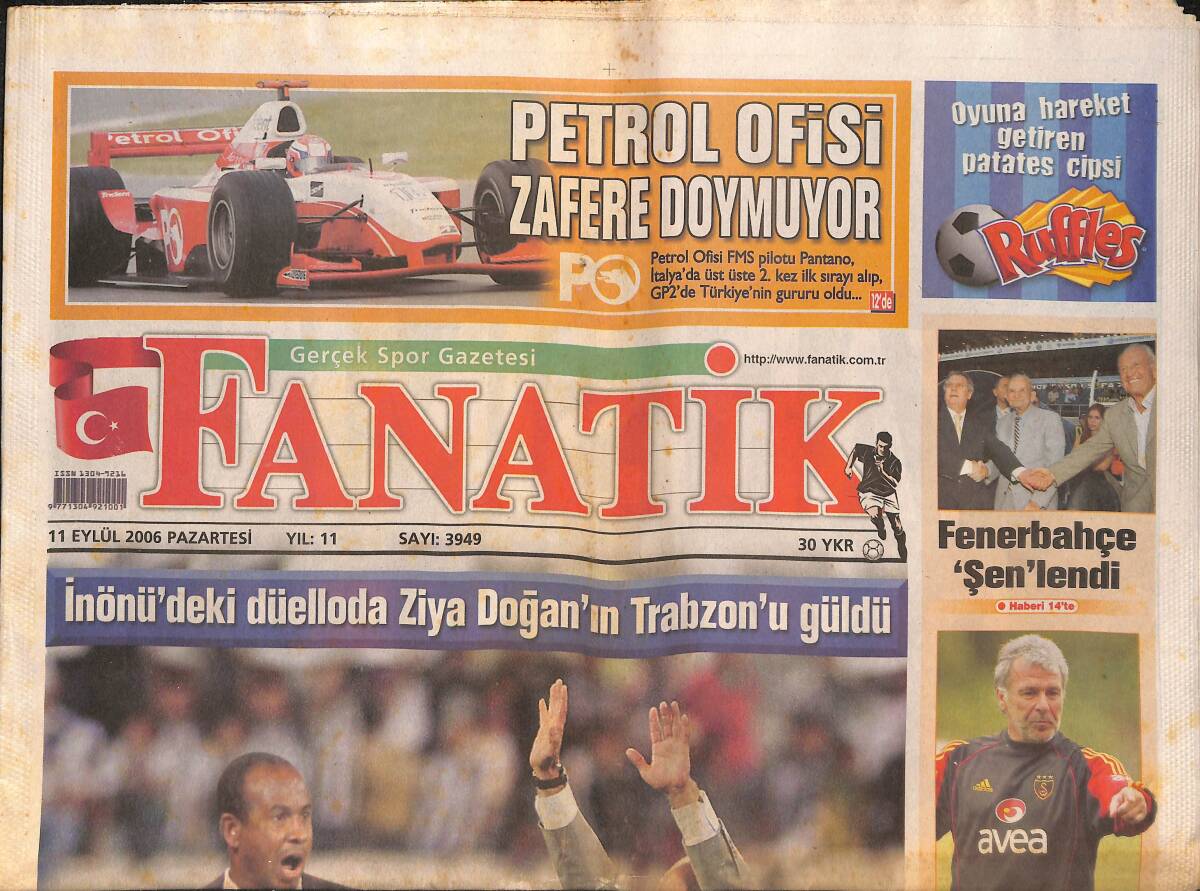 Fanatik Gazetesi 11 Eylül 2006 - İnönü'deki Düelloda Ziya Doğan'ın Trabzon'u Güldü - Bordo Mavi Gece GZ137224 - 1