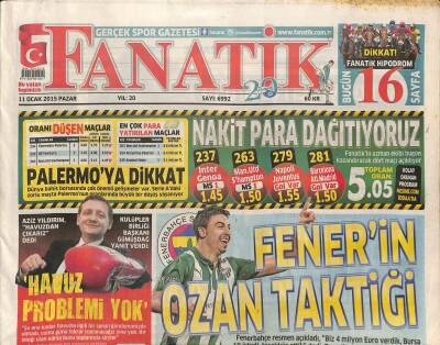 Fanatik Gazetesi 11 Ocak 2015 - Fernandao Tam Aslana Göre - Yanalın Yeni Trabzonu GZ125802 - 1