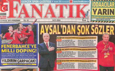 Fanatik Gazetesi 12 Eylül 2013 - Aysaldan Şok Sözler, Galatasaray Para Basacak GZ107125 - 1
