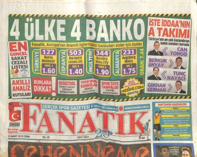 Fanatik Gazetesi 13 Mart 2015 - Constantta Geri Sayım - Sneijderden Müthiş İddia GZ98860 - 1