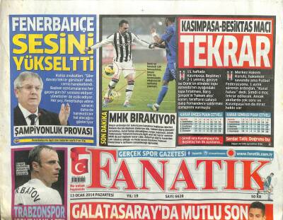 Fanatik Gazetesi 13 Ocak 2014 - Fenerbahçe Sesini Yükseltti GZ107205 - 1