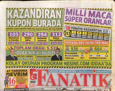 Fanatik Gazetesi 14 Kasım 2014 - Milli Takımda Gündem Fatih Terim - Trabzonspor Şampiyon Olabilir GZ124497 - 1