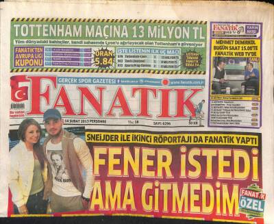 Fanatik Gazetesi 14 Şubat 2013 - Fatih Terim Divanda Konuştu Ne Fenerbahçesi...Rakibimiz Real Madrid GZ125775 - 1