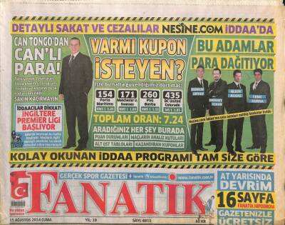 Fanatik Gazetesi 15 Ağustos 2014 - Türk Futbolunun Ulu Çınarı , Süleyman Seba Bugün Son Yolculuğuna Uğurlanıyor GZ106150 - 1