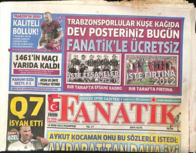 Fanatik Gazetesi 15 Ekim 2012 - Q7 İsyan Etti - Aslana Kötü Haber GZ124572 - 1
