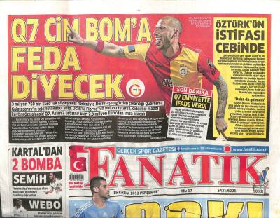 Fanatik Gazetesi 15 Kasım 2012 - Kartaldan 2 Bomba Semih Ve Webo GZ107131 - 1