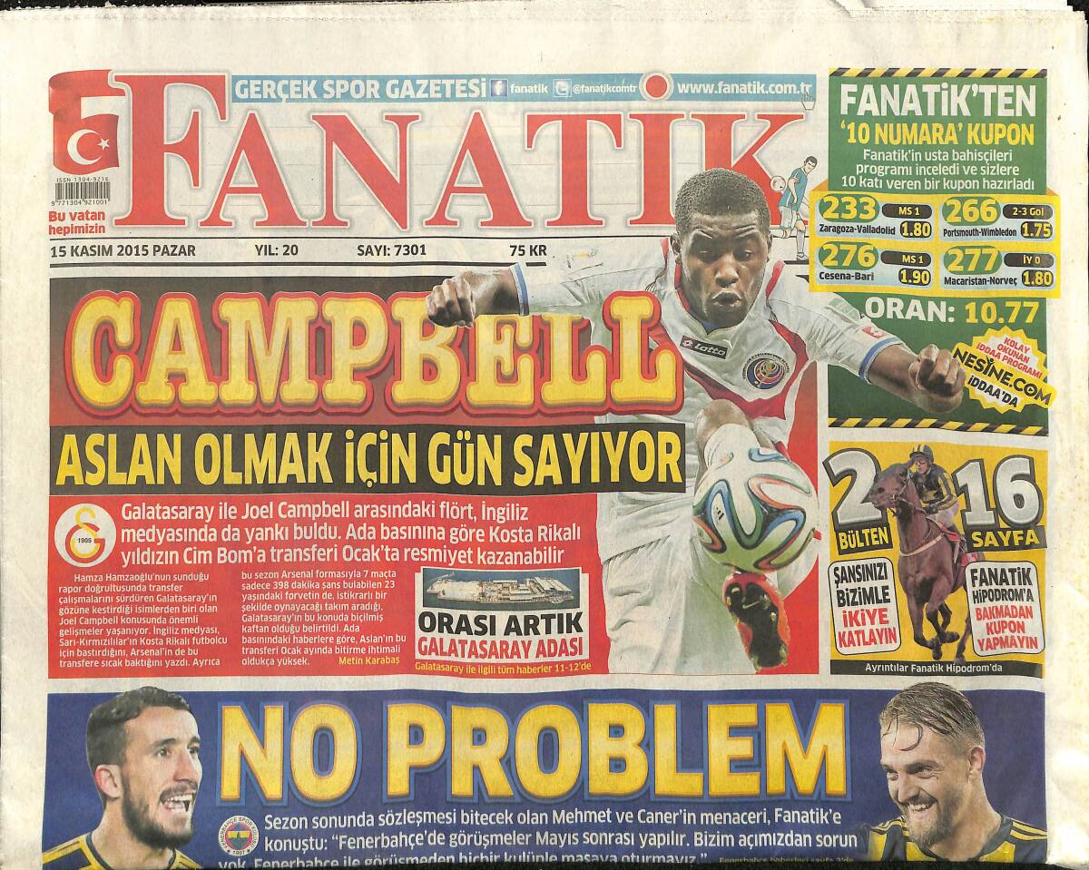 Fanatik Gazetesi 15 Kasım 2015 - Aslan'ın Hollandalı Yıldızı Sneijder: İnter Dönemimden Bile Daha İyiyim GZ155259 - 1