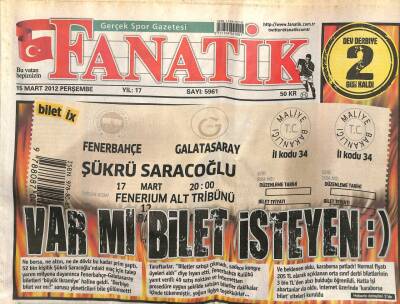 Fanatik Gazetesi 15 Mart 2012 - Şenol Güneşin B Planı Hazır - Kartalda Koltuğa Dört Aday Çıktı GZ98799 - 1