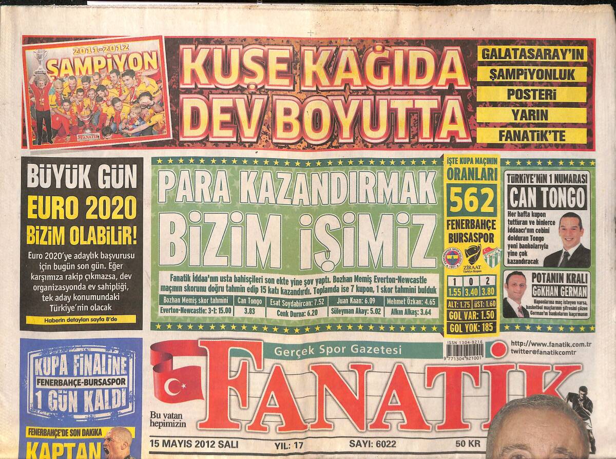 Fanatik Gazetesi 15 Mayıs 2012 - Aslan Başkan'a Aslan Sütü - Ünal Aysal'a Ağır Gönderme GZ137192 - 1