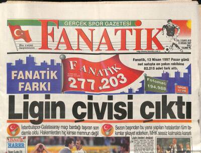 Fanatik Gazetesi 15 Nisan 1997 - Şampiyonlar Ligi Kargaşası - Ligin Çivisi Çıktı GZ122882 - 1