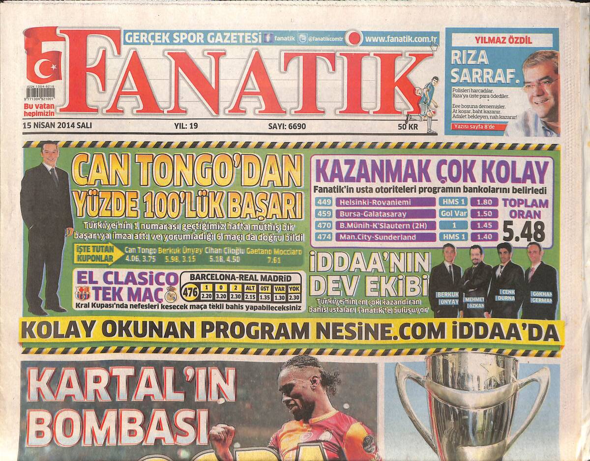 Fanatik Gazetesi 15 Nisan 2014 - Kartal'ın Bombası Drogba - Aslan Rota'yı Bursa'ya Kırdı GZ137198 - 1
