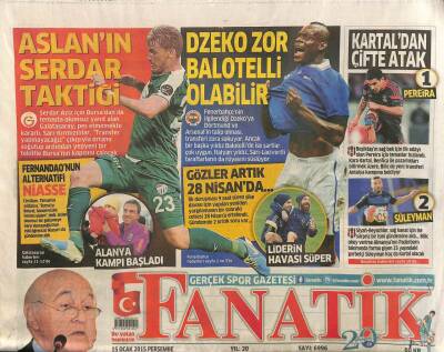 Fanatik Gazetesi 15 Ocak 2015 - Fernandaonun Alternatifi Niasse - Dzeko Zor Balotelli Olabilir GZ106164 - 1