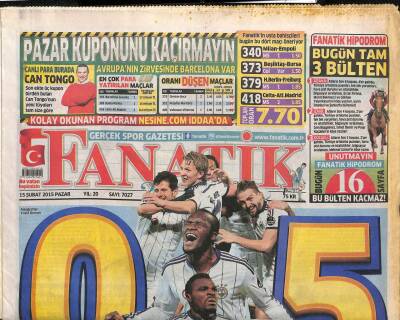 Fanatik Gazetesi 15 Şubat 2015 - Sneijderdan Olay Sözler - Trabzonda Avrupa Savaşı GZ106189 - 1
