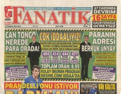 Fanatik Gazetesi 15 Temmuz 2014 - Koray Günter Mercek Altında GZ116558 - 1