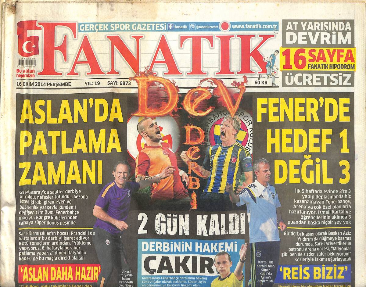 Fanatik Gazetesi 16 Ekim 2014 - Aslan'da Patlama Zamanı - Samandıra'ya Hayat Geldi GZ155311 - 1