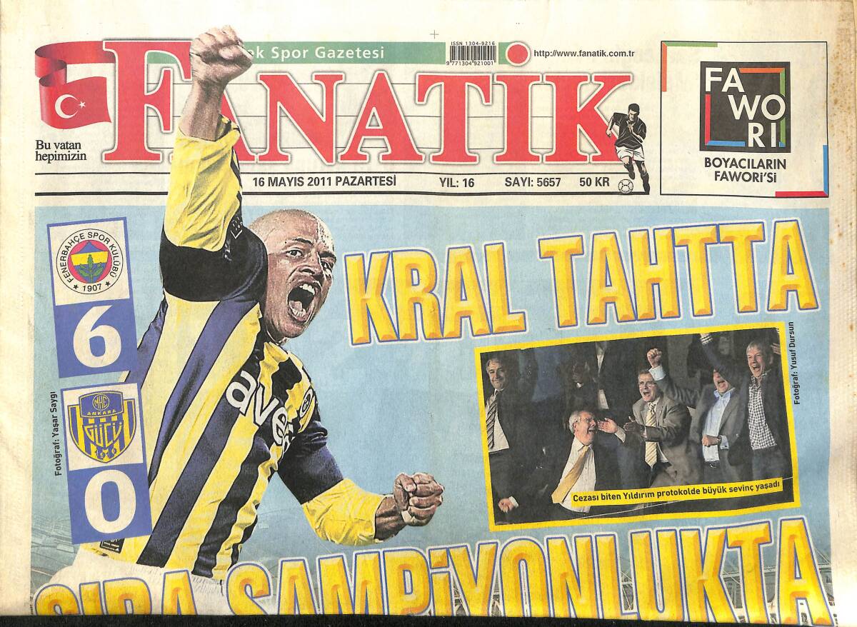 Fanatik Gazetesi 16 Mayıs 2011 - Cezası Biten Yıldırım Protokolde Büyük Sevinç Yaşadı - Yattara Buruk Veda GZ155305 - 1