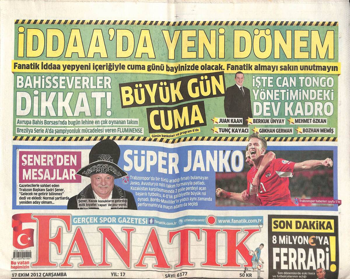 Fanatik Gazetesi 17 Ekim 2012 - Sadri Şener'den Mesajlar - Rusya Fırtınası Devam Ediyor! GZ137286 - 1